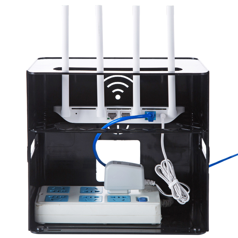 插座电线收纳盒wifi路由器盒子理线器 桌面电源线整理排插集线盒日用家居