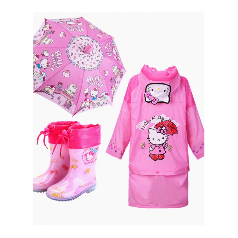 儿童分体式雨衣女童雨衣雨裤雨鞋套装学生雨披女孩宝宝雨具日用家居