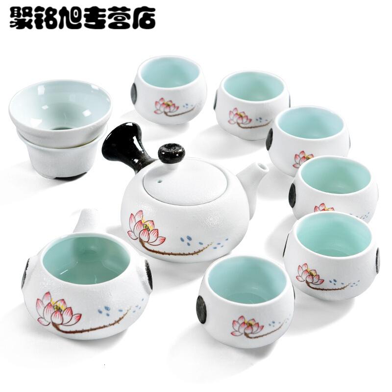 雪花釉陶瓷功夫茶具套装家用创意茶具套装茶壶茶杯套装整套茶具简约