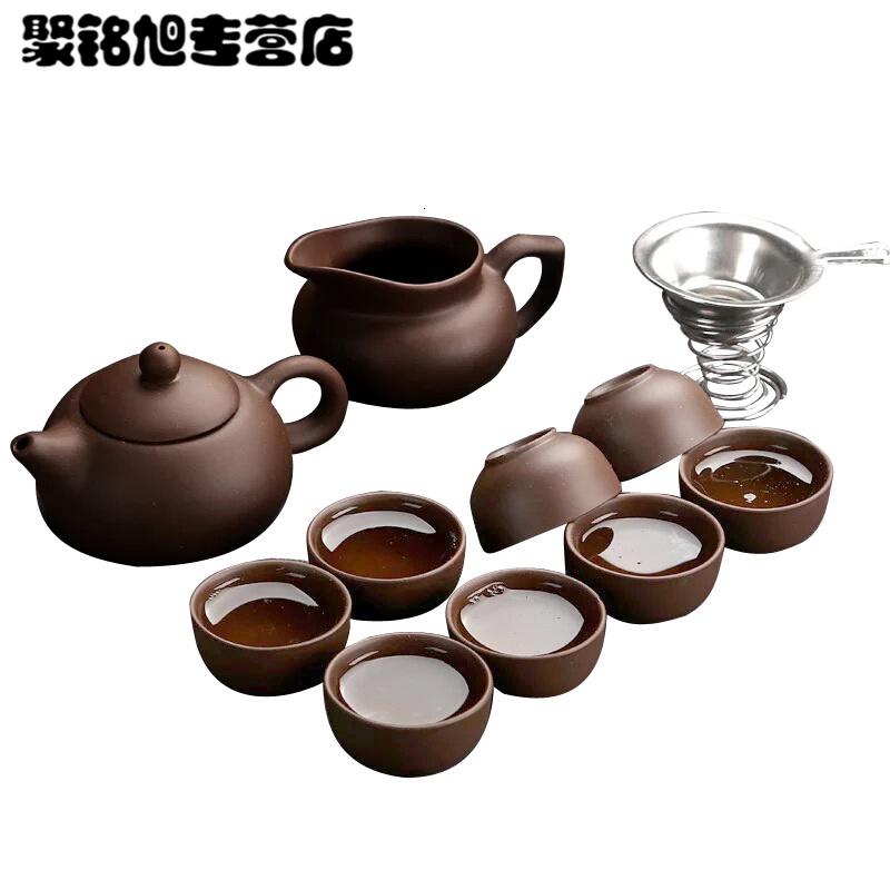 紫砂功夫茶具套装家用紫泥整套茶具简约西施茶壶茶杯陶瓷茶具现代简约