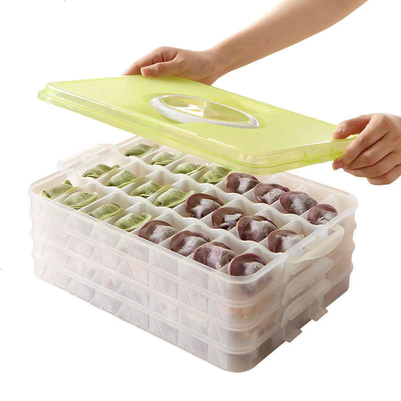 冰箱收纳盒收纳微波混沌多层水果密封托盘塑料抽屉式家用冷冻微波炉收纳分格饺子盒子透