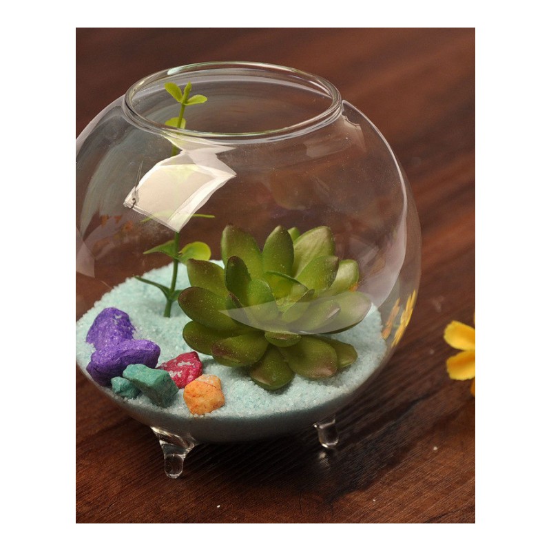 欧式DIY创意透明三脚微景观玻璃花瓶鱼缸 饰品摆件