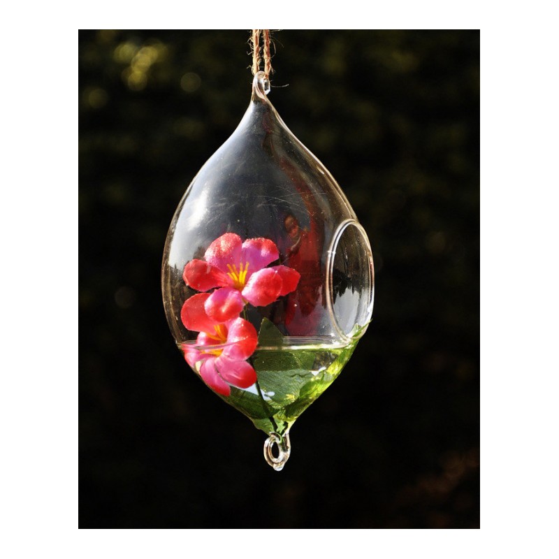 创意橄榄型悬挂花瓶 透明玻璃花瓶 水培花器 时尚家居饰品