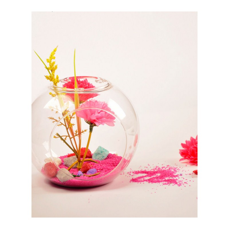 创意欧式圆形悬挂透明玻璃花瓶水培花器时尚家居饰品摆件