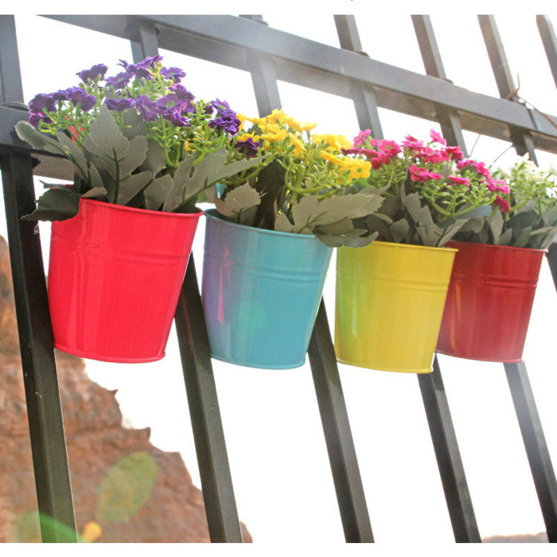 阳台彩色铁皮桶挂桶桶 多肉植物花盆 创意家居个性盆栽花桶
