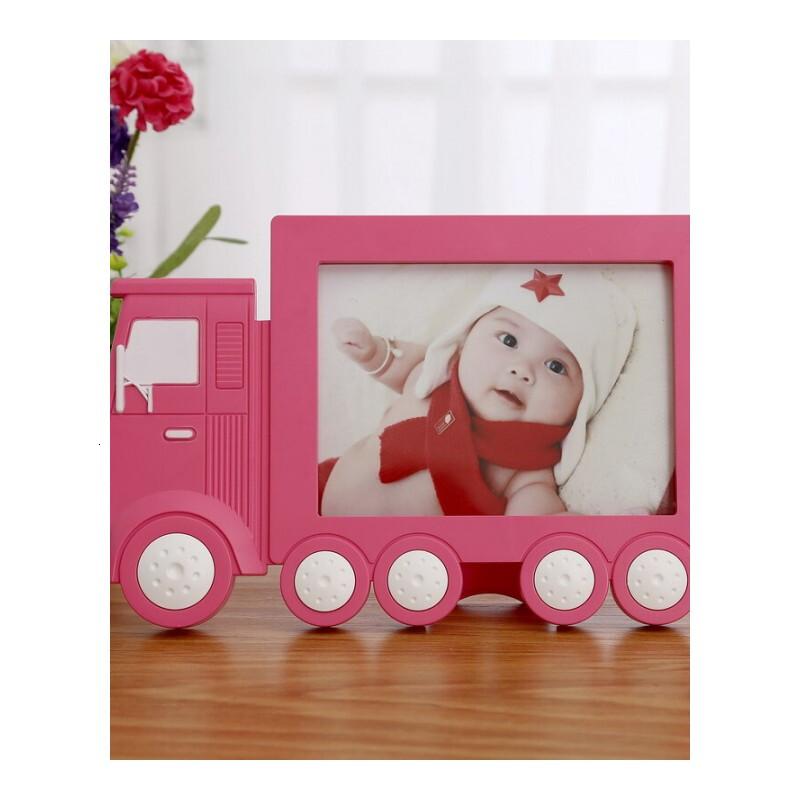 6寸7寸卡通相框可爱像框六寸动物幼儿园宝宝婴儿相架摆台7寸货车玫红