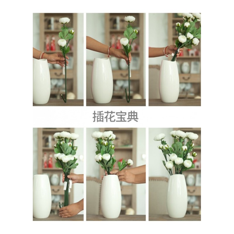 欧式白色陶瓷小花瓶文艺现代简约客厅家居供佛装饰品插花干花摆件大号单花瓶不含花