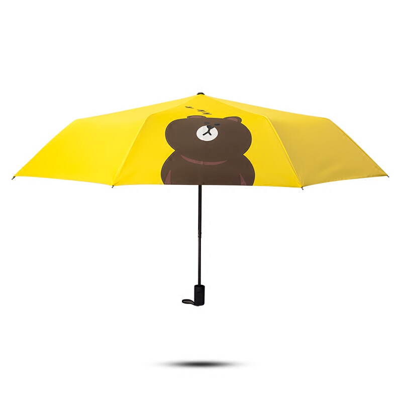 布朗熊本熊原宿软妹雨伞女晴雨两用简约可爱萌三折伞 2人黄色 布朗熊(黄)