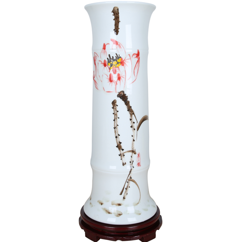 428景德镇陶瓷筒富贵竹花瓶摆件客厅落地花瓶大号直筒水培插花器