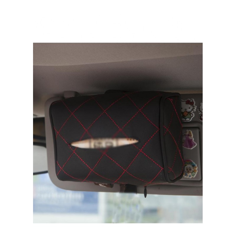 车内抽纸盒椅背遮阳板挂式车载纸巾盒创意汽车用品纸巾套-横肩带黑色纸巾盒一个