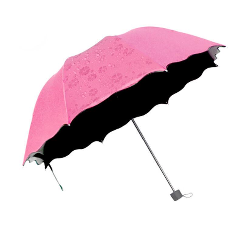 WMi黑胶遇水开花雨伞 防晒黑胶防晴雨两用三折叠太阳伞女士遮阳伞