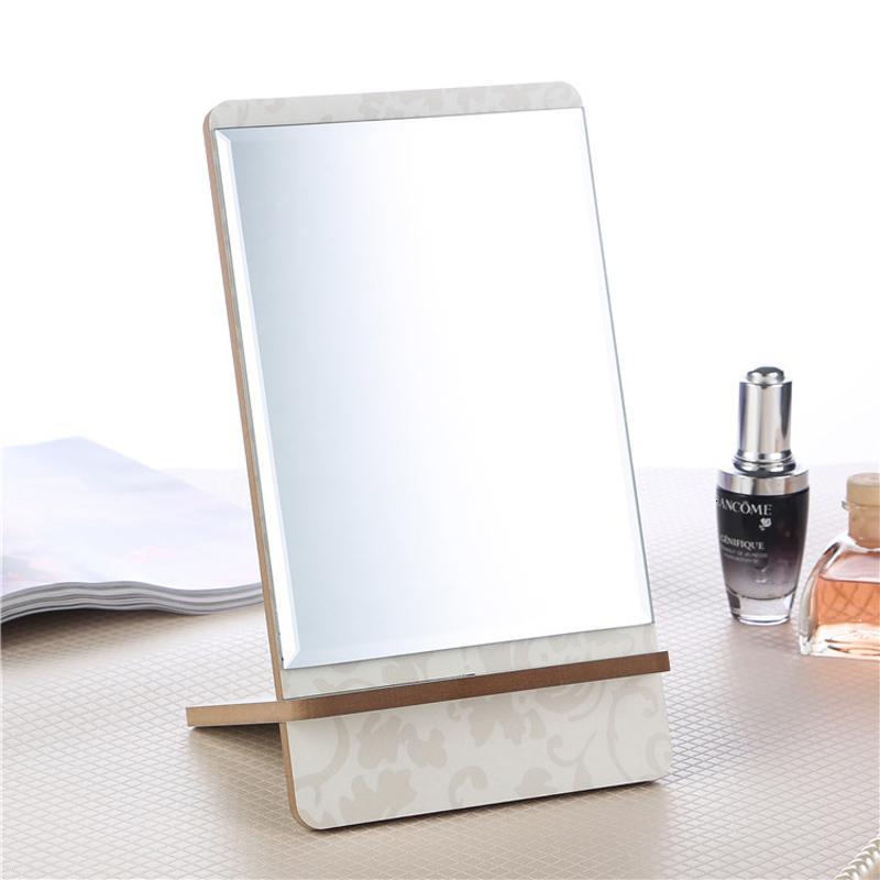 镜子镜 单面台式化妆镜 木质镜子 方形简易梳妆镜 便携随身镜子-彩色条纹款(大号)