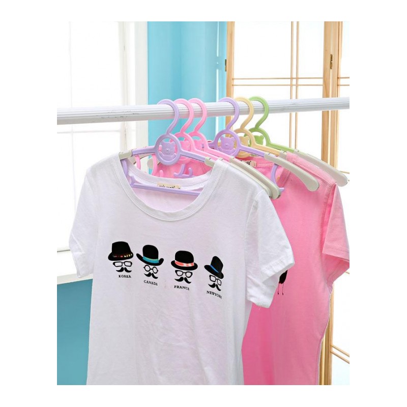 塑料衣服挂架多功能可伸缩衣架儿童成人家用婴儿衣挂晾衣架-20个装粉色