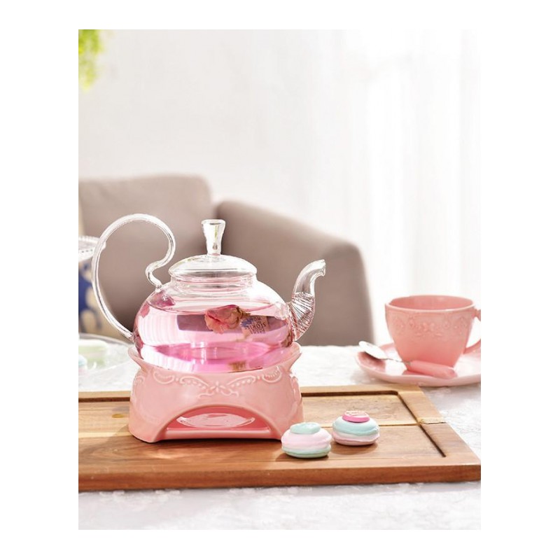 玻璃茶壶 炉底座茶壶 欧式浮水壶 蜡烛加热温茶 骨瓷花茶茶具