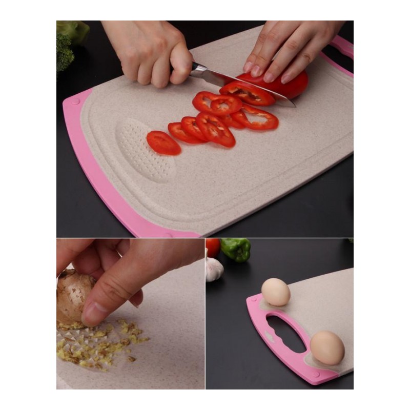 切水果粘板小麦菜板塑料占板防霉刀案板家用擀面有机稻壳砧板-小号米黄色