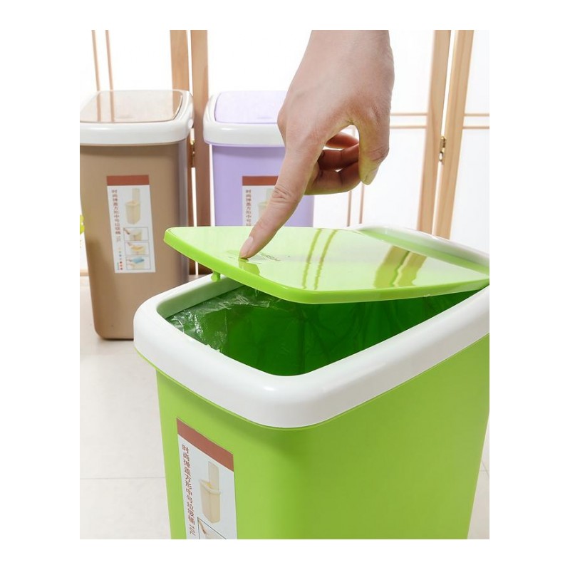 大号塑料有盖垃圾筒 家用长方形垃圾篓 按压创意垃圾桶 卫生间客厅厨房废纸篓