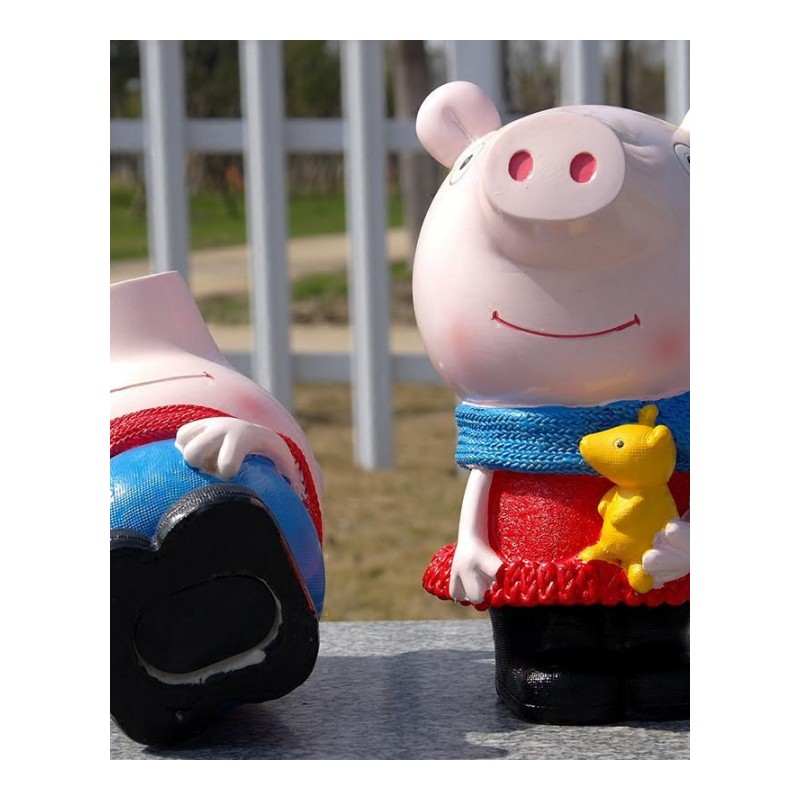 创意儿童储蓄罐树脂可爱卡通存钱罐送小朋友生日小猪佩奇储钱罐-大号坐姿桥自高21cm