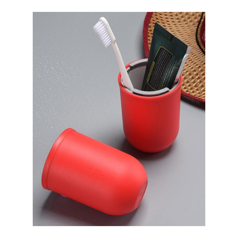 便携漱口杯旅行洗漱杯创意刷牙杯情侣塑料口杯旅游牙刷盒牙缸-绿色