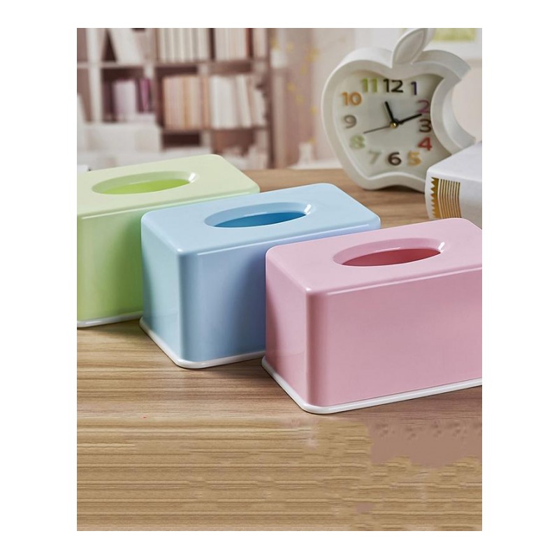 抽纸盒多功能纸巾盒家用塑料客厅茶几收纳盒简约收纳盒可爱纸抽盒-3个装粉色