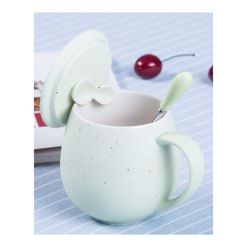杯子 大肚陶瓷杯 早餐牛奶杯 水杯 咖啡杯 马克杯带盖带勺 情侣杯 生日