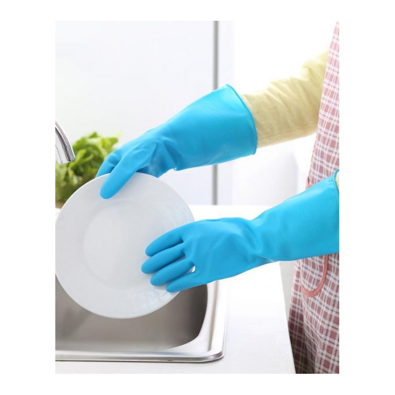 清洁手套厨房胶皮乳胶家务手套刷碗洗衣服加厚手套-指尖5双装(同一尺码)-L码