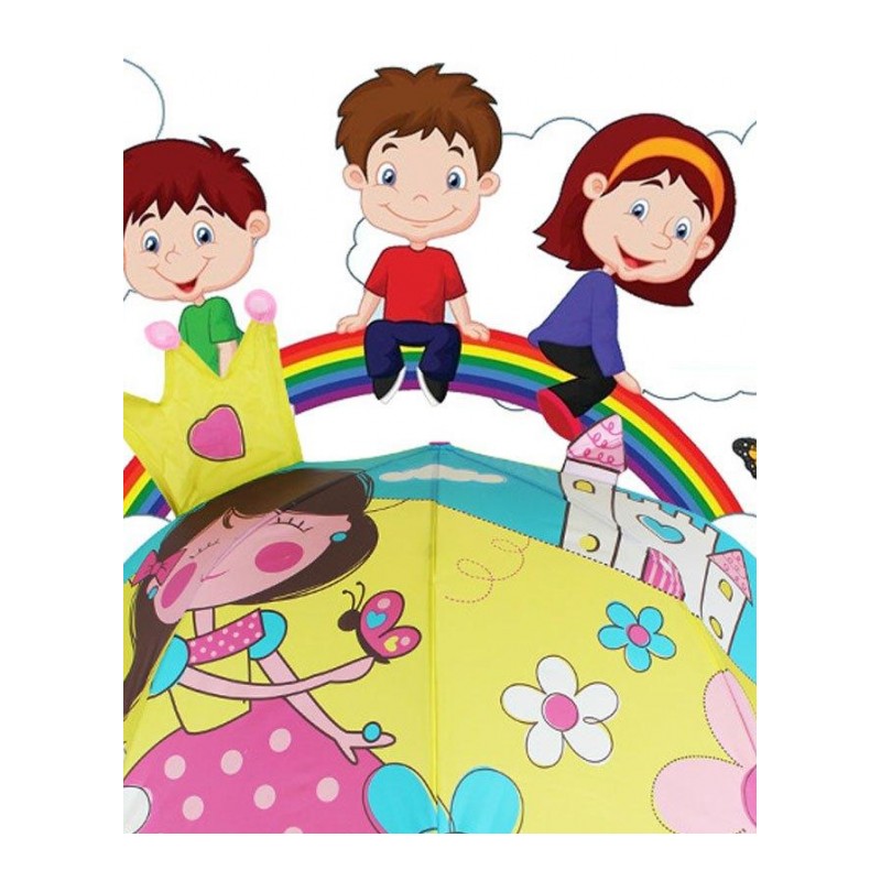 儿童雨伞幼儿园创意可爱卡通伞公主伞男女宝宝伞安全小孩小童伞儿童卡通伞生活日用晴雨用具不锈钢手动长柄伞