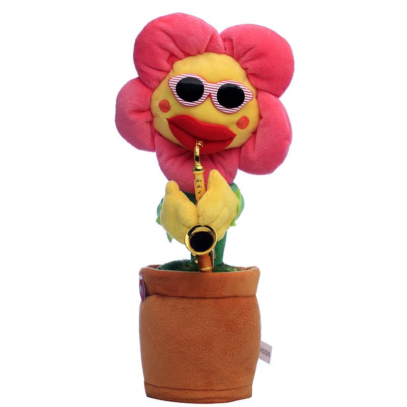 抖音同款花太阳花玩具毛绒会唱歌会跳舞吹萨克斯喇叭的向日葵
