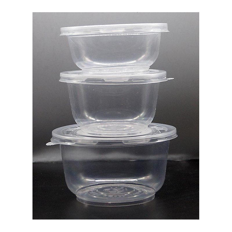 850ML一次性餐盒圆形打包外卖一次性塑料碗带盖透明小碗加厚