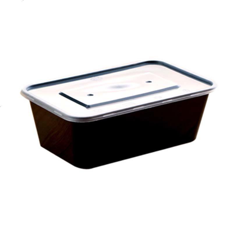 长方形一次性餐盒塑料外卖打包加厚透明黑色美式微波加热水果捞盒