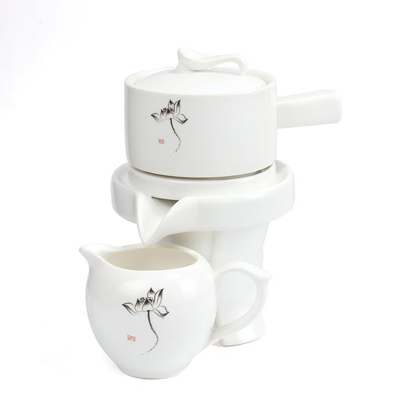 半全自动功夫茶具套装陶瓷家用懒人石磨泡茶创意复古防烫茶杯茶壶