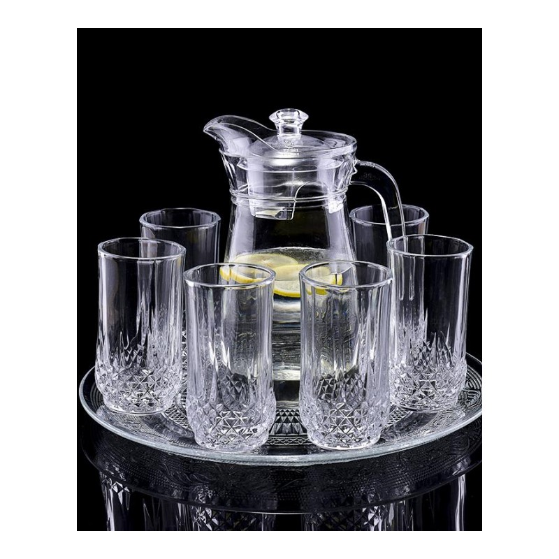 茶杯玻璃杯家用套装啤酒杯果汁杯牛奶杯6只装一套加厚耐热喝水杯