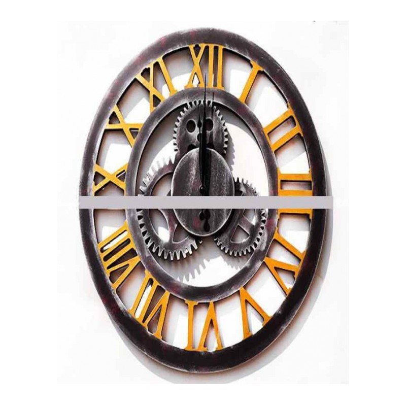 复古圆形创意复古时钟双面中式摇摆挂钟钟表钟表创意家用日历卧室壁钟中国挂表 客厅+ 其他