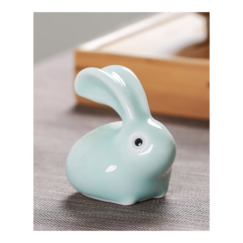 酒柜装饰品摆件青瓷兔子创意酒柜可爱家居装饰客厅招财摆件陶瓷工艺电视动物