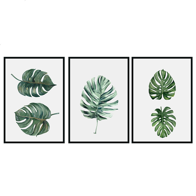生机 现代简约北欧风格ins植物小清新挂画客厅装饰画树叶字母壁画