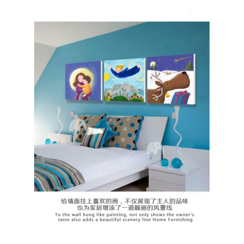儿童房卧室装饰画挂画卡通动物可爱壁画饭厅餐厅墙画清新无框画