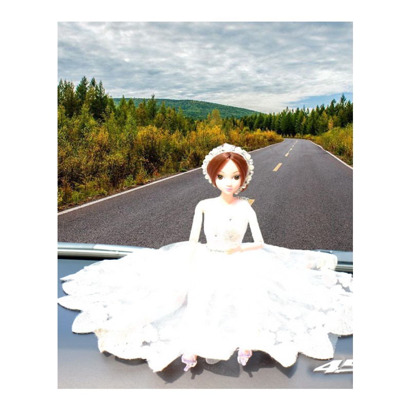 汽车摆件芭比娃娃车内装饰品卡通婚纱礼服车载车上装饰蕾丝车饰女