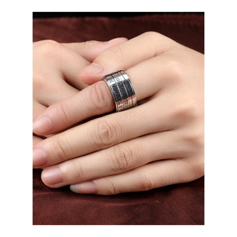 数字戒指可转动指环男款钛钢食指戒饰品送女朋友七夕情人节礼物