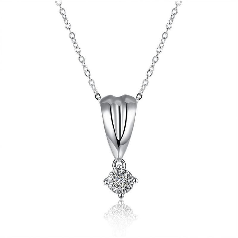 N835 Women Silver Necklace 镀纯银日韩配饰女气质水晶项链坠送女朋友七夕情人节礼物