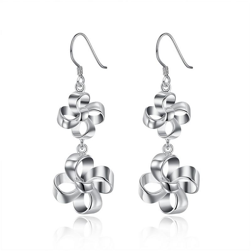 E761 Women Silver Earrings 镀925纯银精致耳坠日韩版女耳饰耳环送女朋友七夕情人节礼物