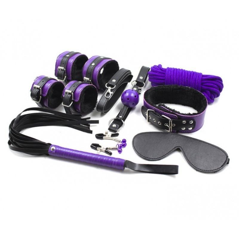 紫色捆绑束缚套装SM男情趣用品眼罩男人用项圈手脚铐欲仙性工具