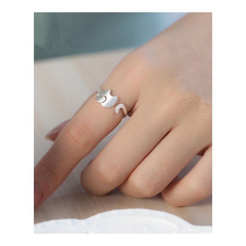 925指环大象造型时尚可爱风格女款开口戒指首饰品送女朋友七夕情人节礼物