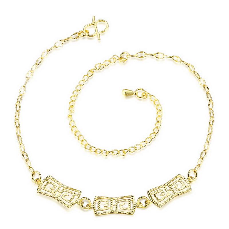 A040-A Women 18K yellow gold anklet jewelry 镀黄金色女脚链潮