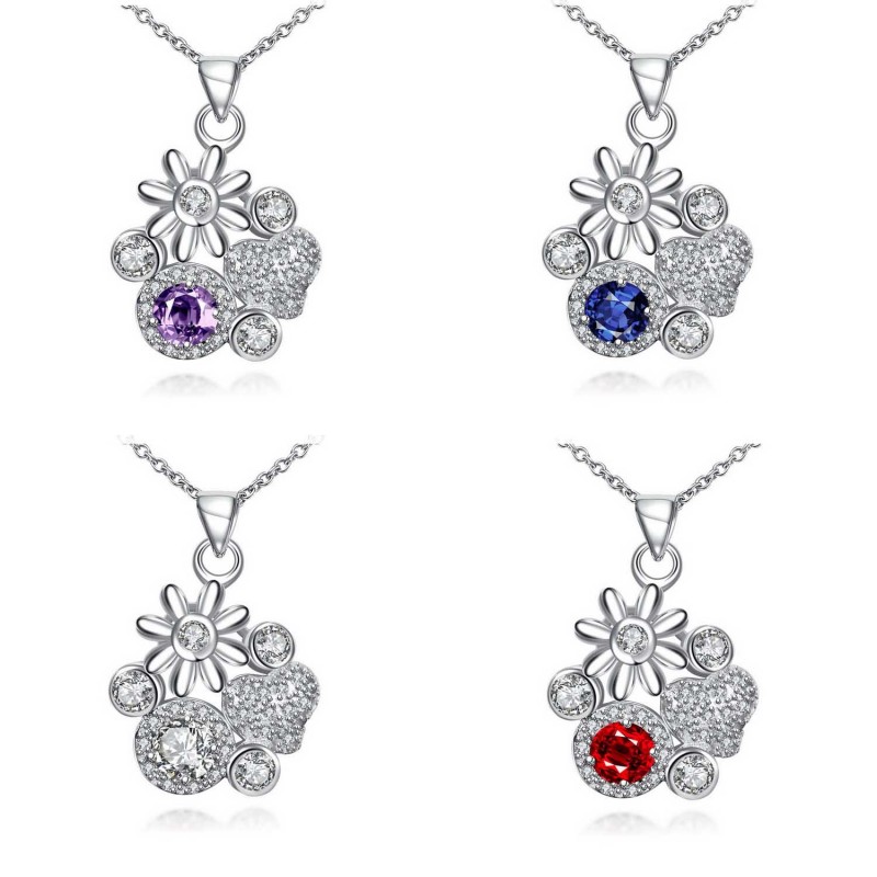 N095 Women Silver Necklace日韩款时尚镀银坠锁骨链女饰品礼物送女朋友七夕情人节礼物