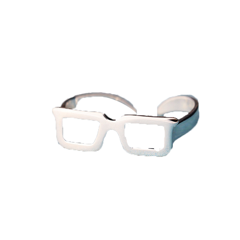 S925指环眼镜造型创意男女款开口戒指首饰品送女朋友七夕情人节礼物