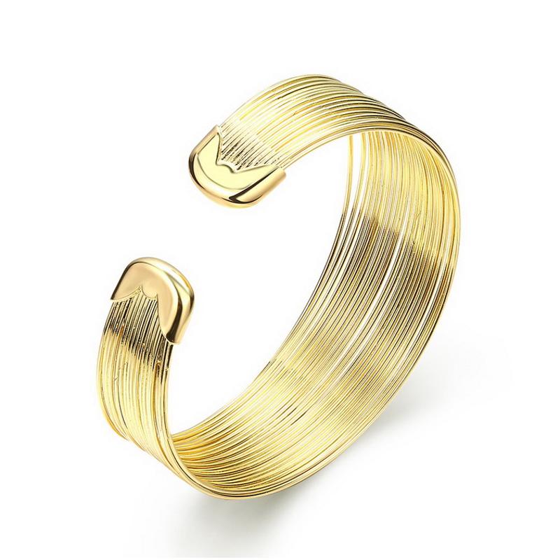 Z005 Women Gold Bracelet 女士开口手镯镀18K黄金色日韩首饰配饰送女朋友七夕情人节礼物