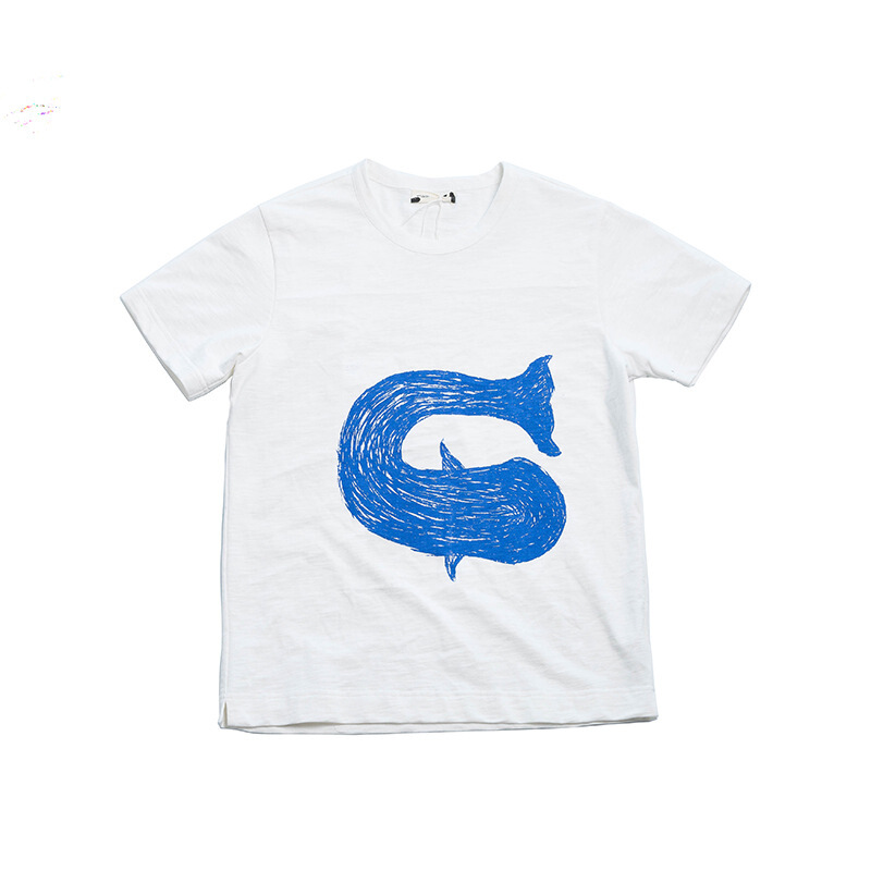[买三免一]“鲸鱼”印花T恤夏季新款小清新休闲T恤|几白色