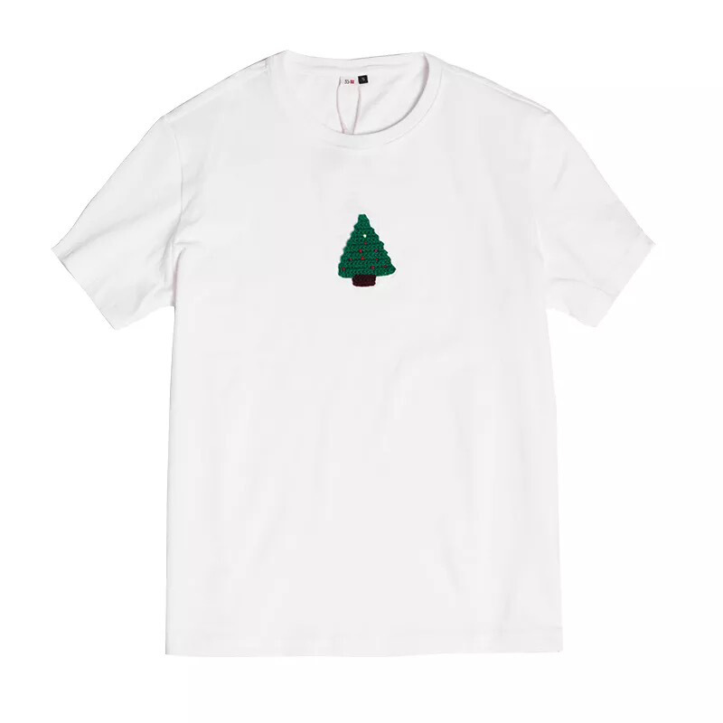 [买三免一]|小树T恤夏季新款小清新纯色圆领白色休闲短袖