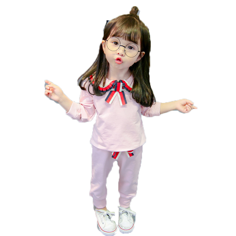 女宝宝秋装套装潮2018新款女童洋气长袖时髦卫衣T1-3-5岁小孩衣服