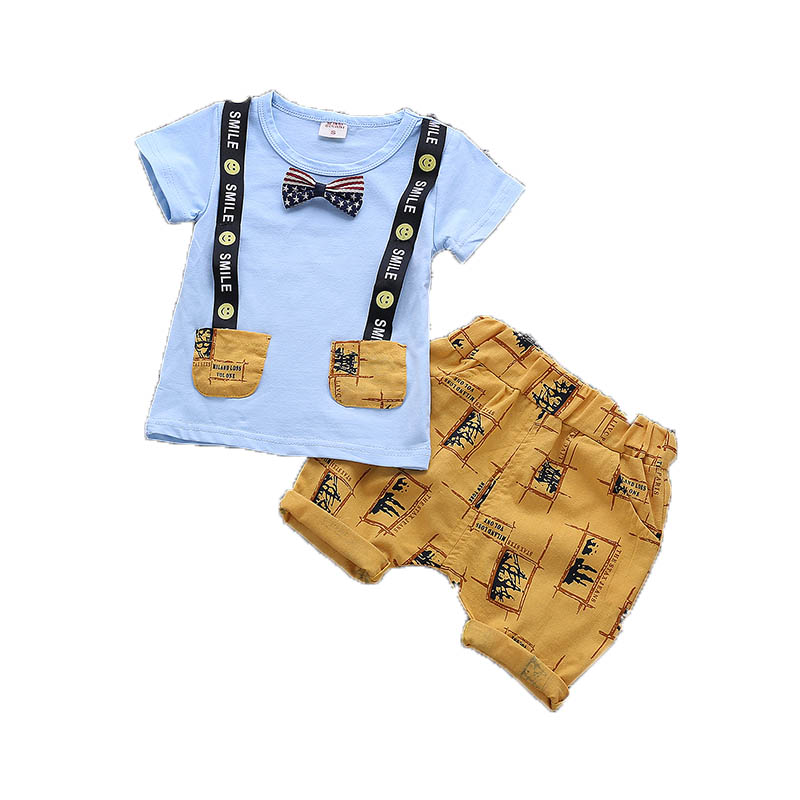宝宝夏装男1-3周岁童装男童洋气帅气潮衣纯棉半袖T恤儿童短袖套装