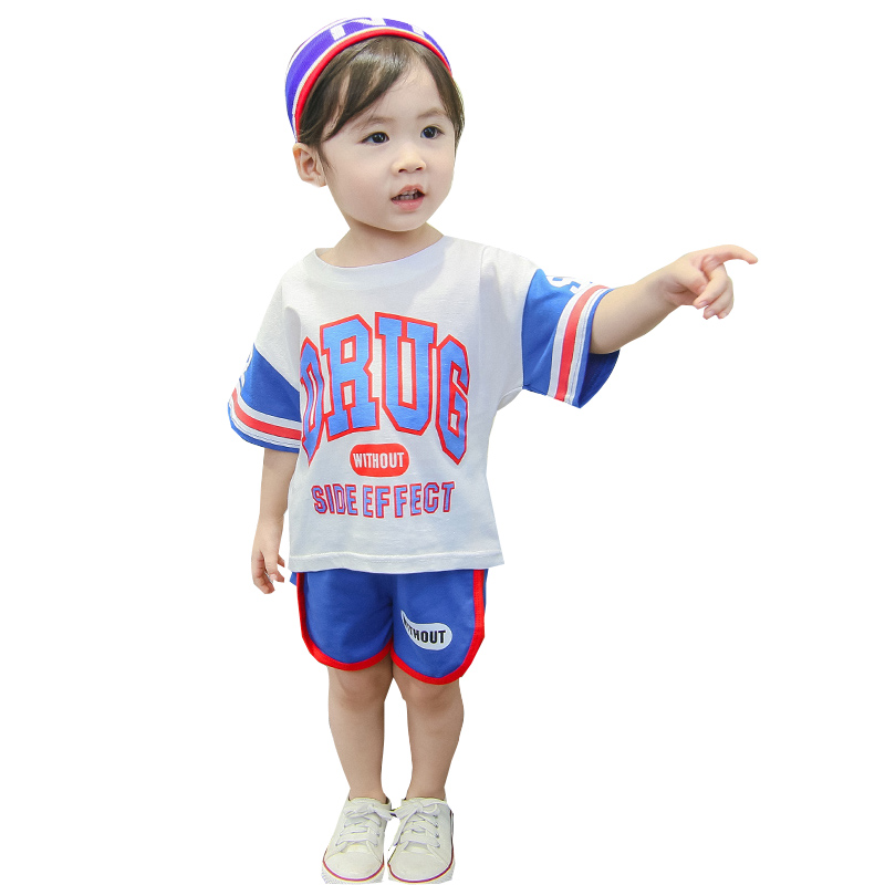 夏装儿童纯棉短袖T恤套装男童裤1-2-3岁男女宝宝运动衣服两件套潮